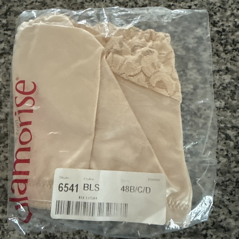 Glamorise 6541 Blush Nude Color Lace Trim Bra New Open 48B/C/D Full Figure